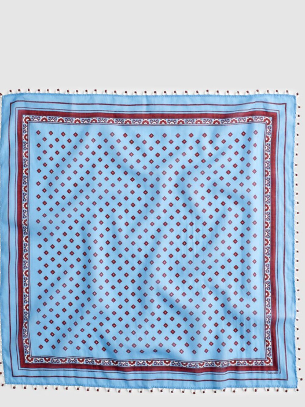 New Madewell Beaded Bandana In Cotton Retro Blue - Picture 2 of 3